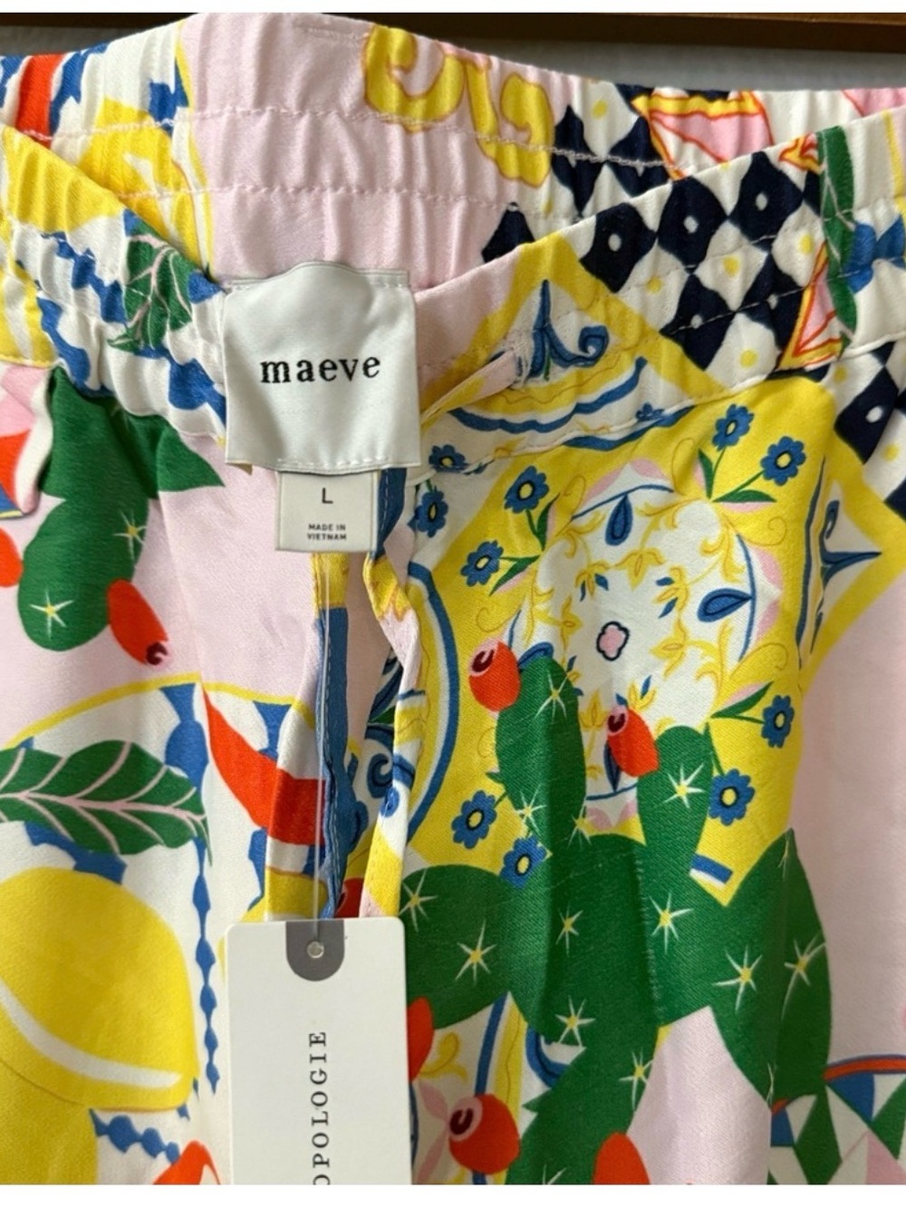 New Maeve Pink Multicolor Wide-Leg Printed Pants - Picture 3 of 5